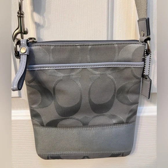 Coach Signature C Light Blue/Gray Mini Crossbody Bag - Picture 1 of 5